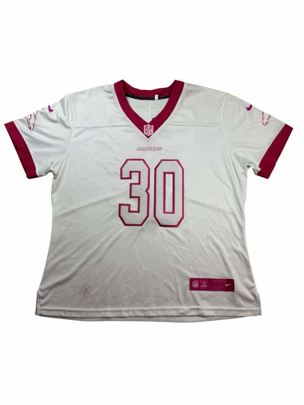 Phillip Lindsay #30 Denver Broncos Nike On Field Jersey Womens XXL Pink White